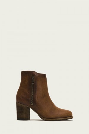 Frye Addie Double Zip Women Mid Calf Boots Brown | DGRS94126