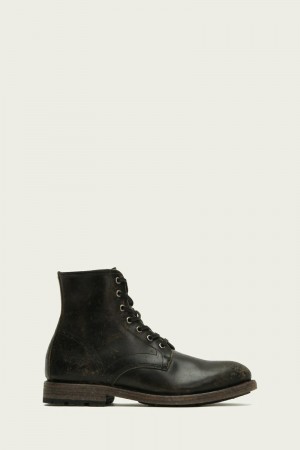 Frye Bowery Men Lace Up Boots Black | FOCN81456