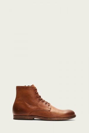 Frye Chris Zip Men Lace Up Boots Brown | VPEL60284