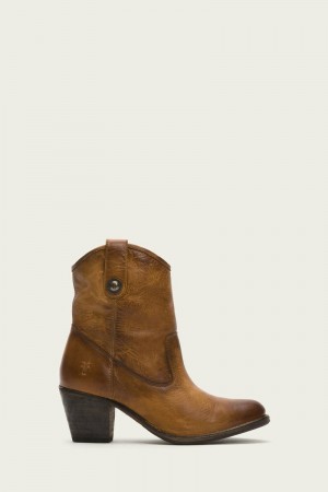 Frye Jackie Button Short Women Ankle Boots Brown | VJNO95146