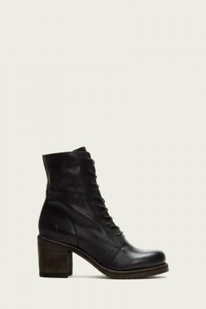 Frye Karen Combat Women Ankle Boots Black | AQPM96204