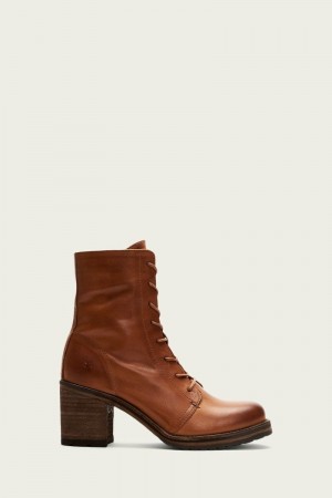 Frye Karen Combat Women Ankle Boots Brown | HIAF05743