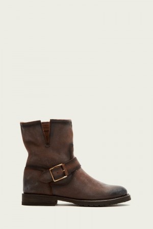 Frye Natalie Engineer Short Women Booties Brown | IPKC45123