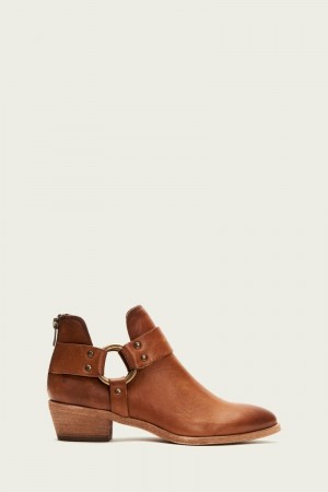 Frye Ray Harness Back Zip Women Booties Brown | DCWK52761