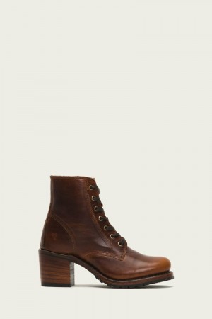 Frye Sabrina 6G Lace Up Women Ankle Boots Brown | SJQA73962