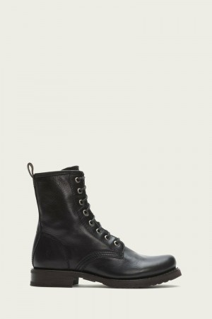 Frye Veronica Combat Women Booties Black | JCIP42739