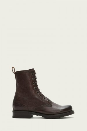 Frye Veronica Combat Women Booties Brown | NVHC92671