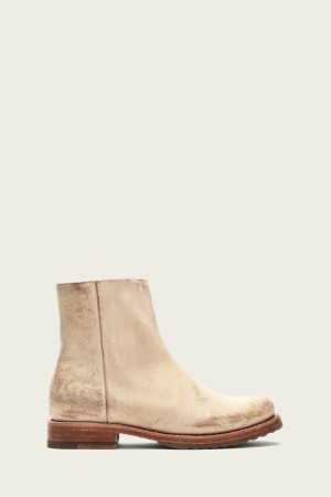 Frye Veronica Inside Zip Women Booties White | IOAE27801