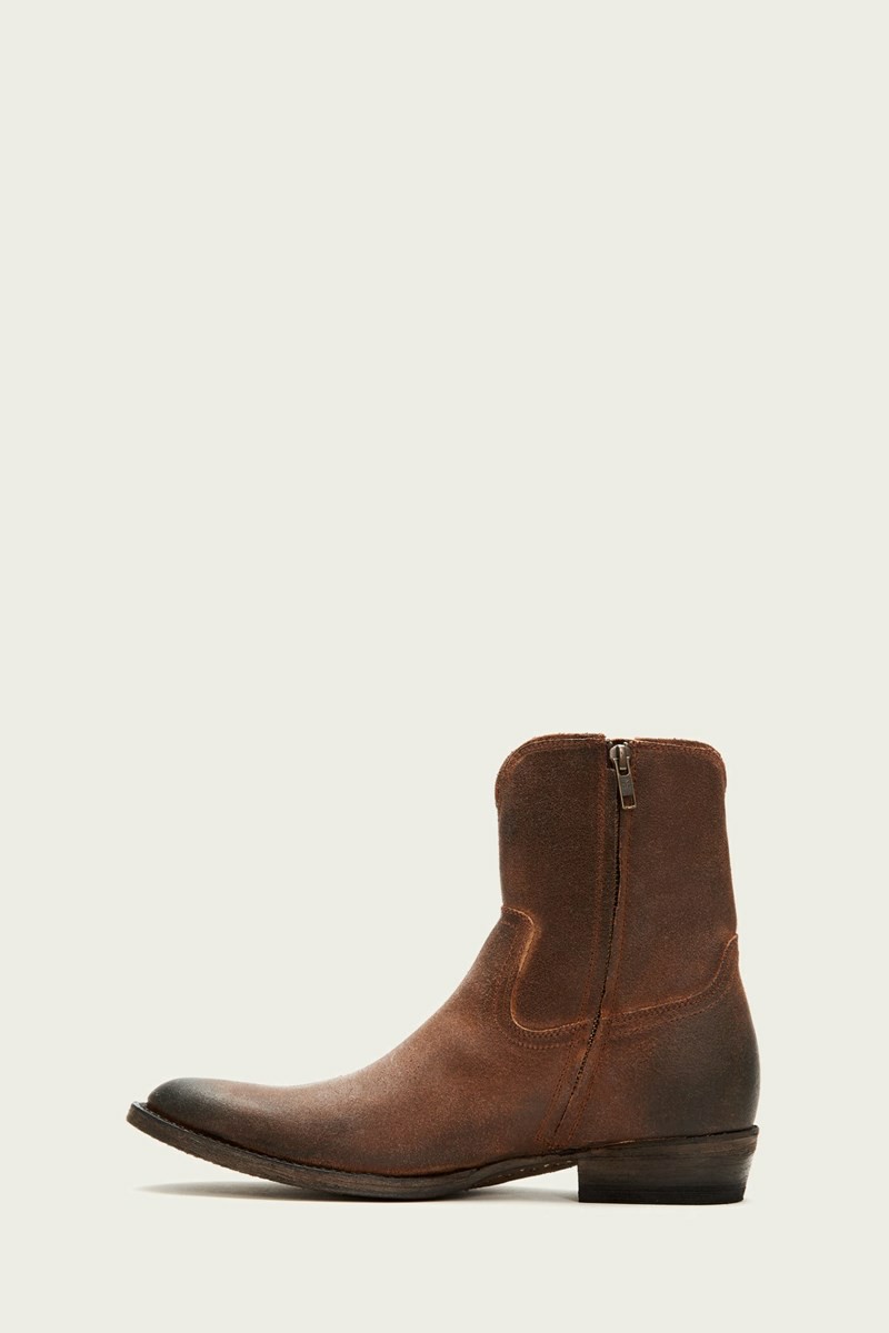 Frye Austin Inside Zip Men Western Boots Brown | OWJX69054