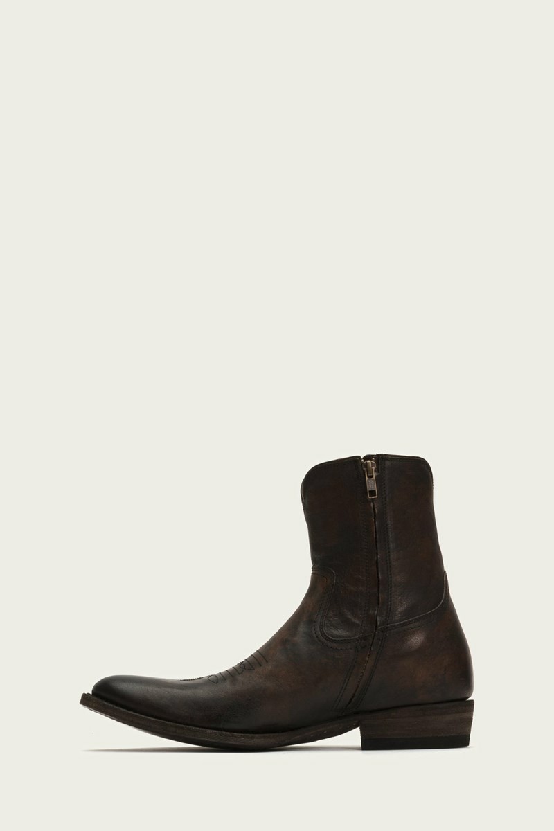 Frye Austin Inside Zip Men Western Boots Brown | SLYH71293