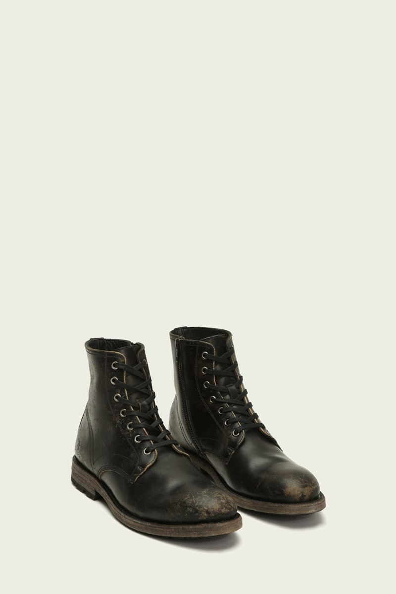 Frye Bowery Men Lace Up Boots Black | FOCN81456