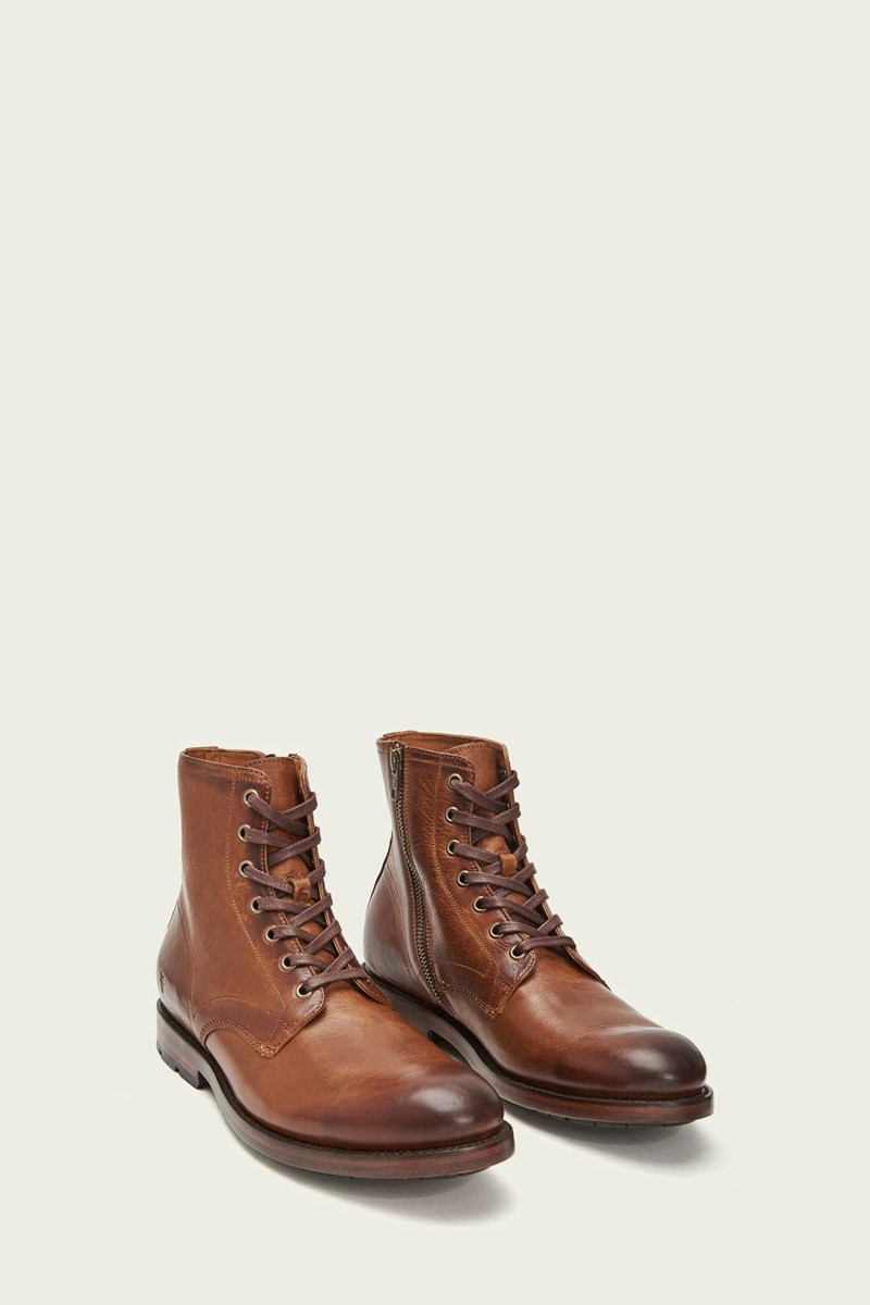 Frye Bowery Men Lace Up Boots Brown | AXCQ98536