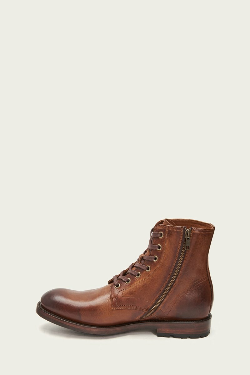 Frye Bowery Men Lace Up Boots Brown | AXCQ98536