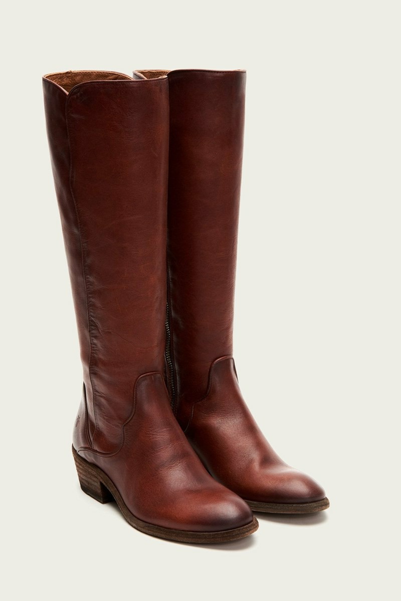 Frye Carson Piping Tall Women Knee-high Boots Dark Brown | DEPZ51846