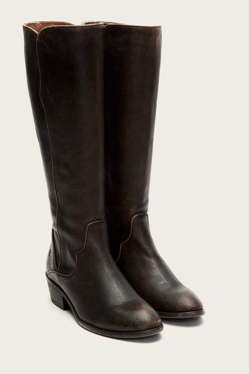 Frye Carson Piping Tall Women Knee-high Boots Black | CFMI08761