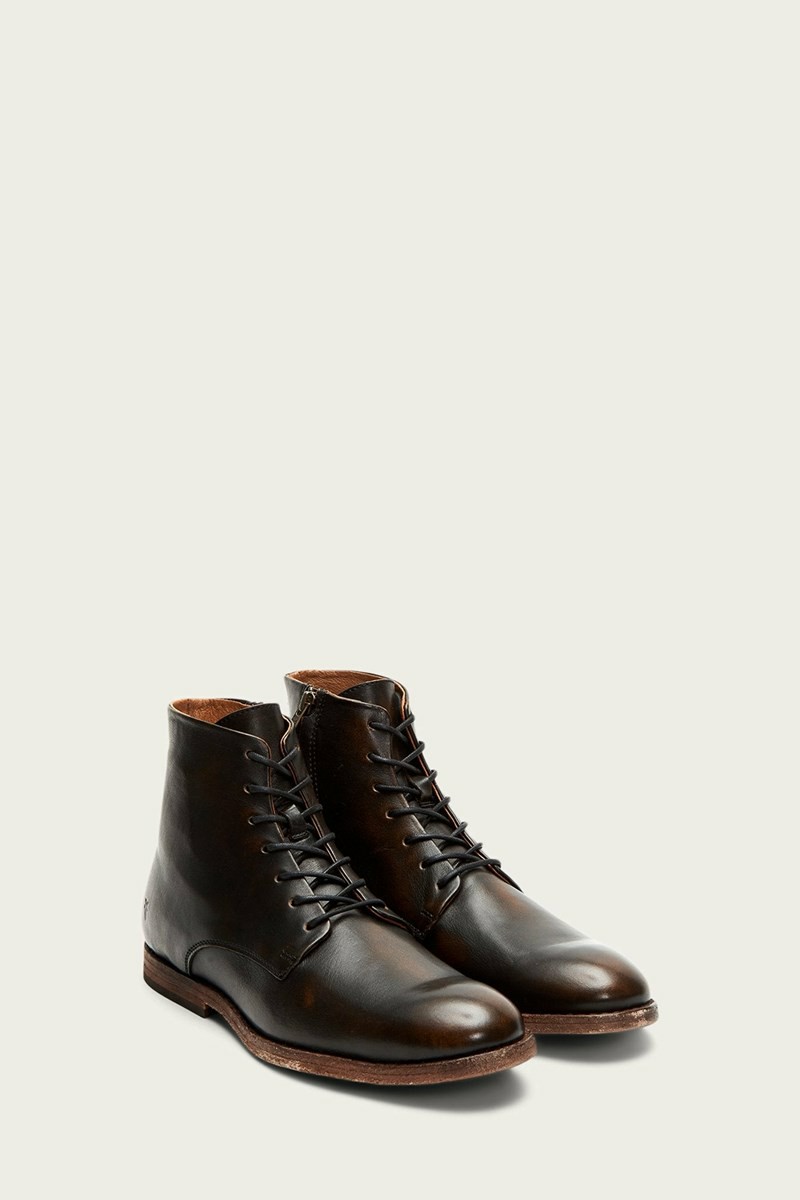 Frye Chris Zip Men Lace Up Boots Brown | APKB37682