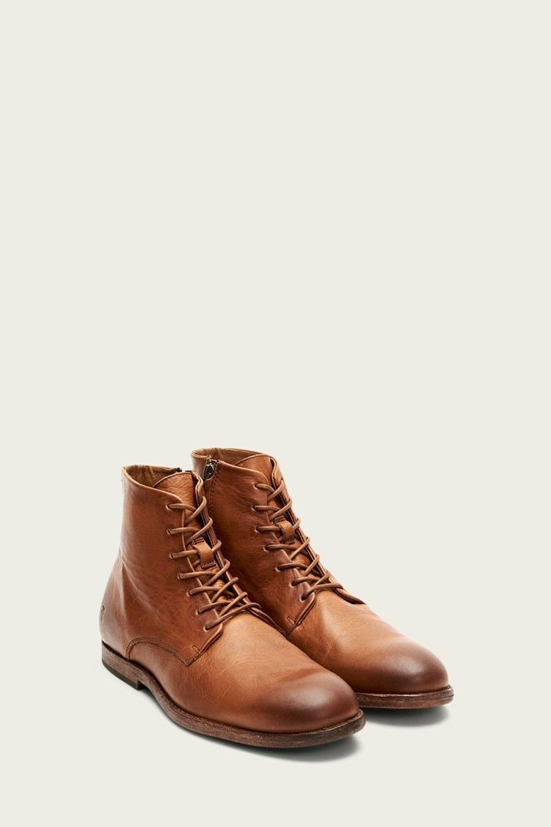 Frye Chris Zip Men Lace Up Boots Brown | VPEL60284