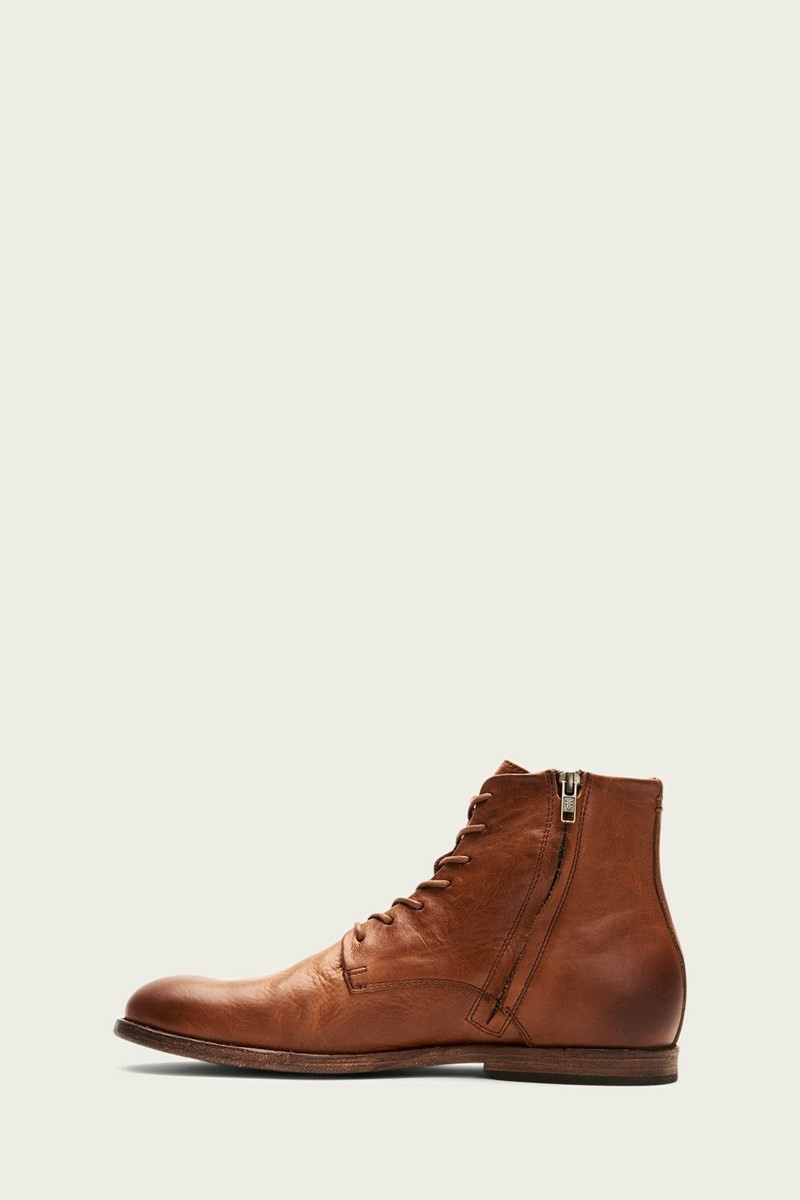 Frye Chris Zip Men Lace Up Boots Brown | VPEL60284