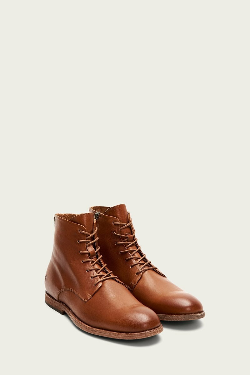 Frye Chris Zip Men Lace Up Boots Brown | DJIG36250