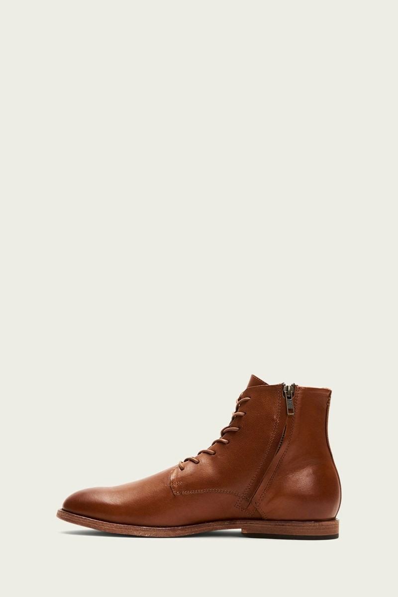 Frye Chris Zip Men Lace Up Boots Brown | DJIG36250