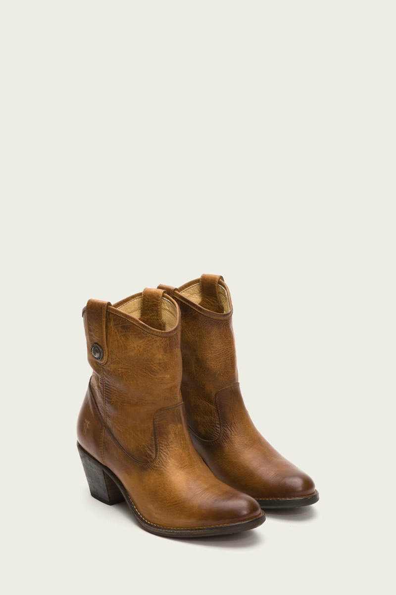 Frye Jackie Button Short Women Ankle Boots Brown | VJNO95146