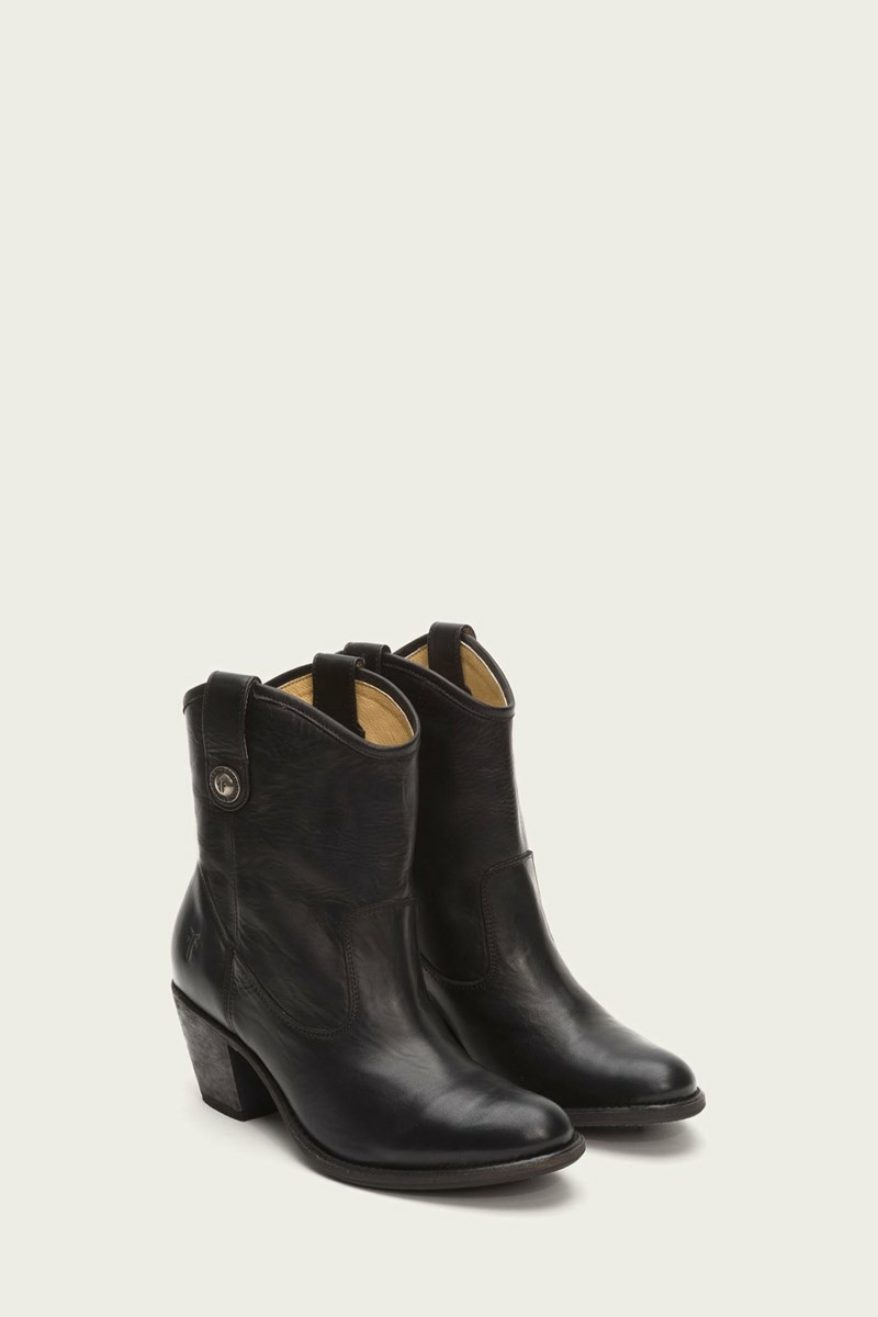 Frye Jackie Button Short Women Ankle Boots Black | TDES68721