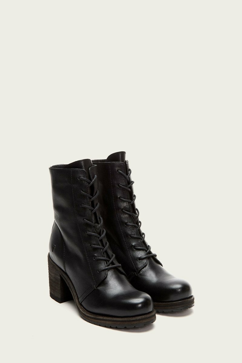 Frye Karen Combat Women Ankle Boots Black | QDNF38041