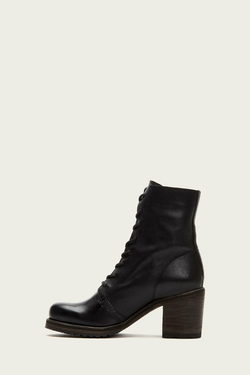 Frye Karen Combat Women Ankle Boots Black | QDNF38041