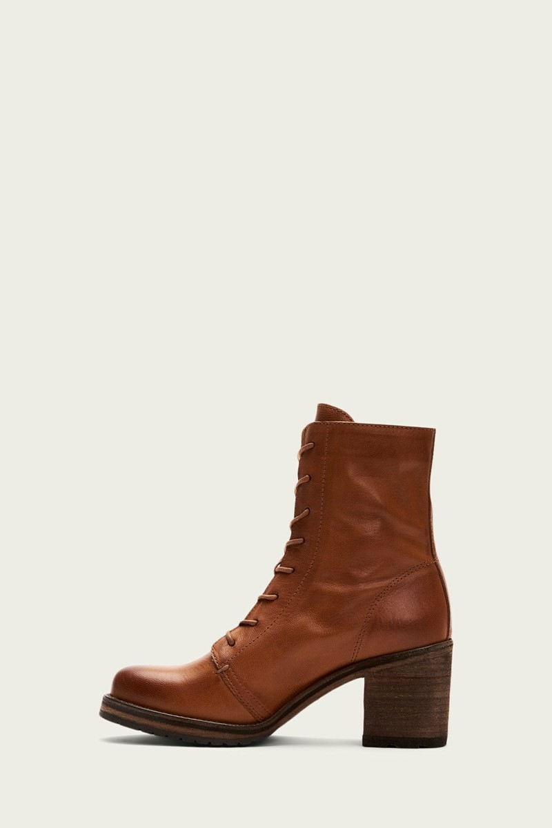 Frye Karen Combat Women Ankle Boots Brown | OWDM15049