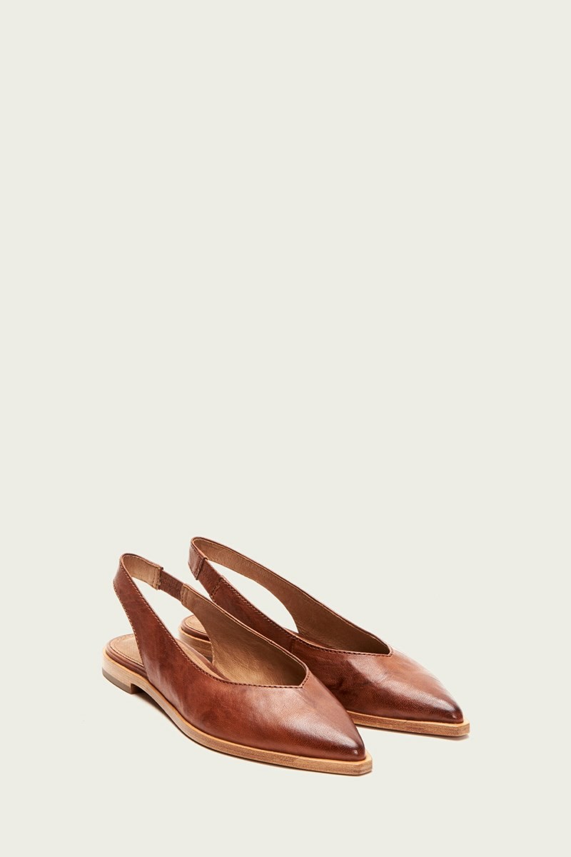 Frye Kenzie Slingback Women Flats Brown | ZVJR35721