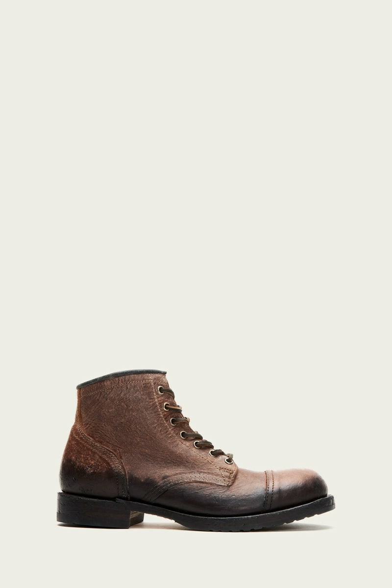 Frye Logan Cap Toe Men Lace Up Boots Brown | BQIZ43508