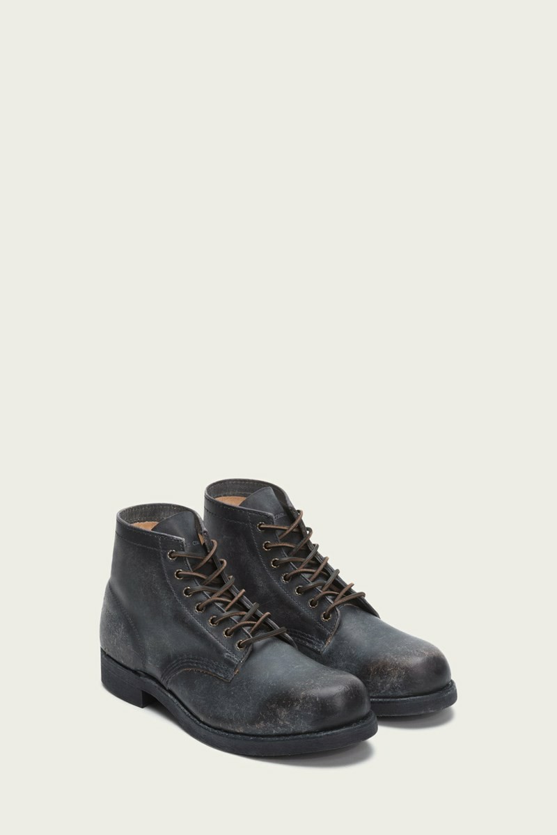 Frye Prison Men Lace Up Boots Black | YNKS12370