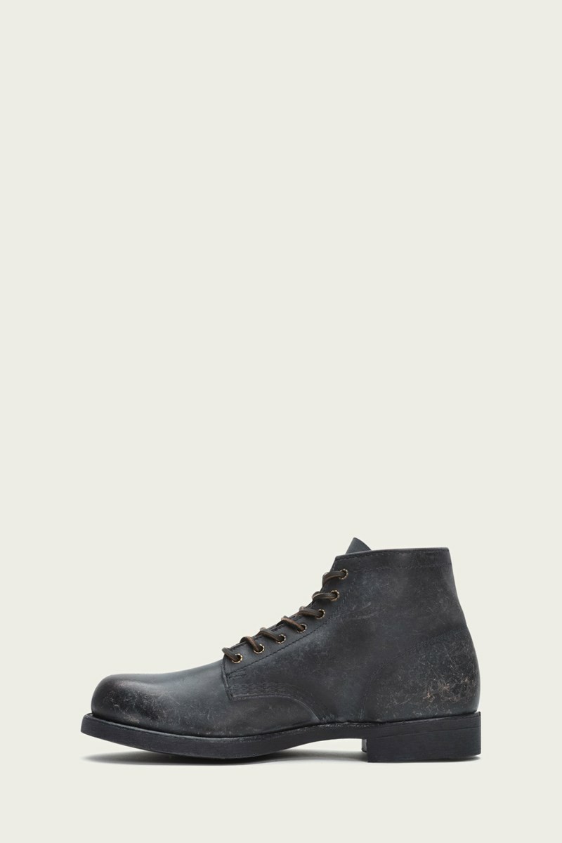 Frye Prison Men Lace Up Boots Black | YNKS12370