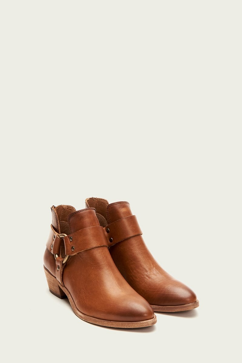 Frye Ray Harness Back Zip Women Booties Brown | DCWK52761