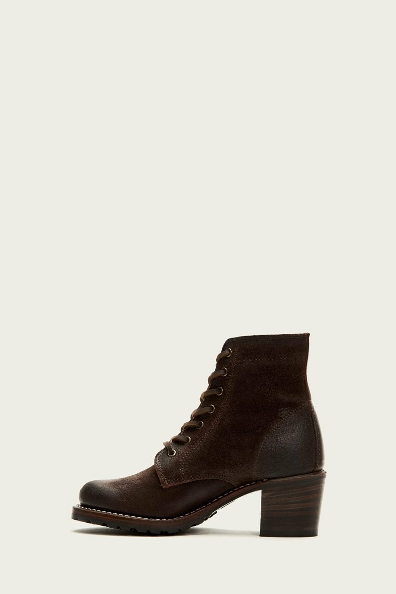 Frye Sabrina 6G Lace Up Women Ankle Boots Brown | OXCF74358