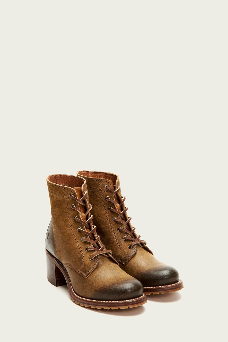 Frye Sabrina 6G Lace Up Women Ankle Boots Brown | MEYB65120