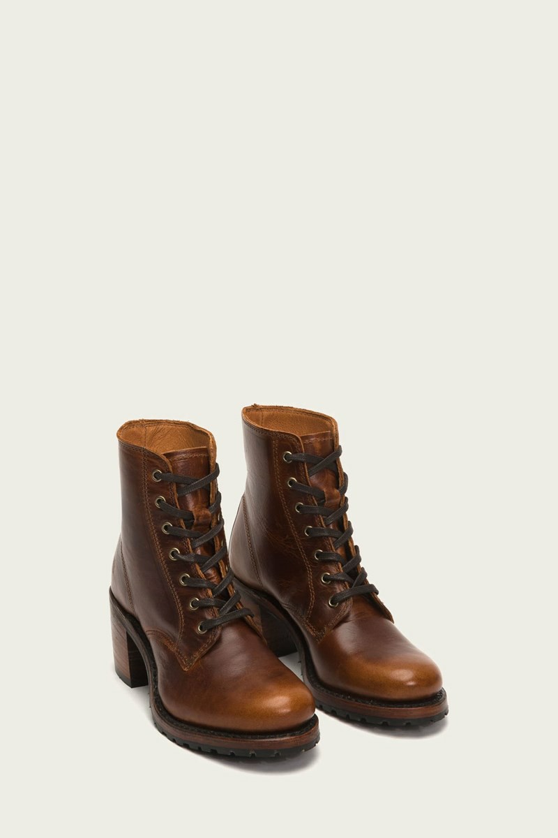 Frye Sabrina 6G Lace Up Women Ankle Boots Brown | SJQA73962