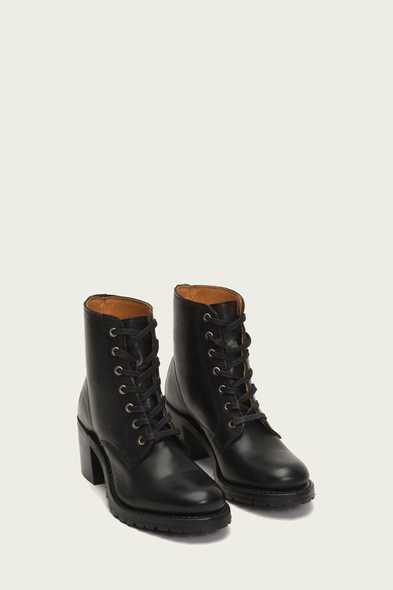 Frye Sabrina 6G Lace Up Women Ankle Boots Black | VTFO63570