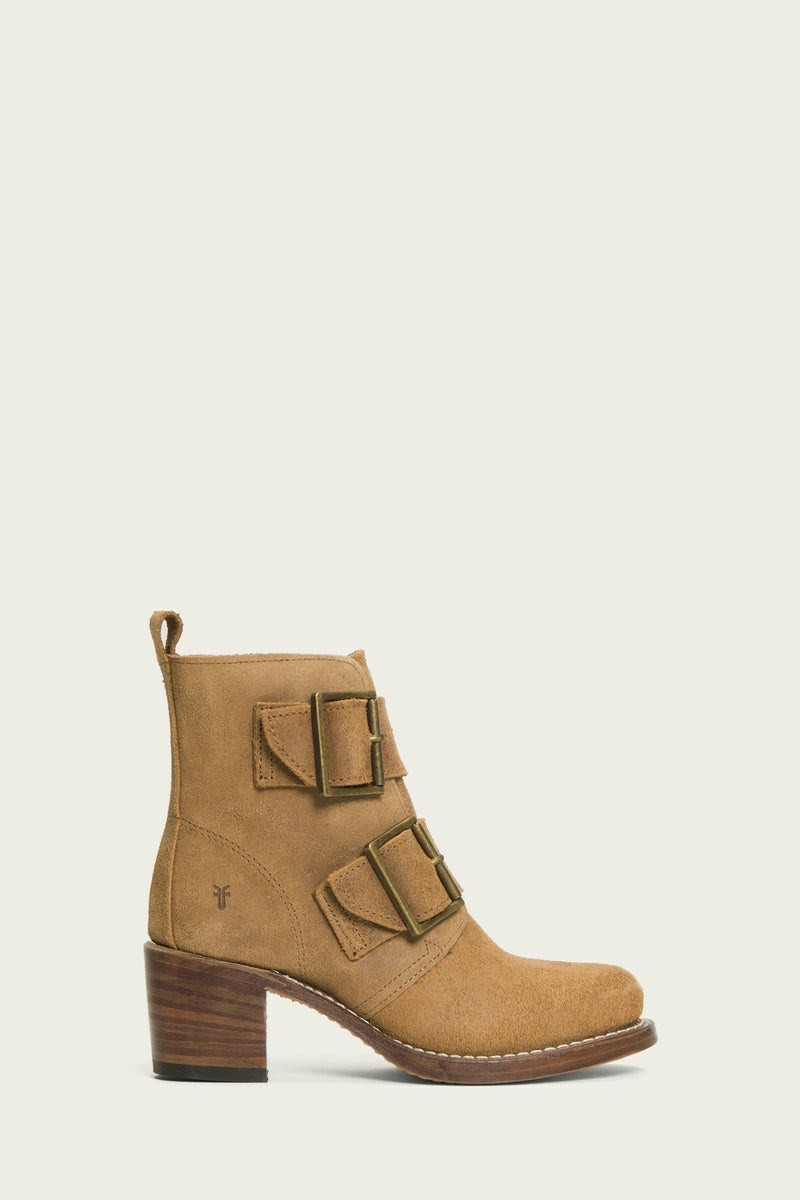 Frye Sabrina Double Buckle Women Ankle Boots Khaki | YTXI75931