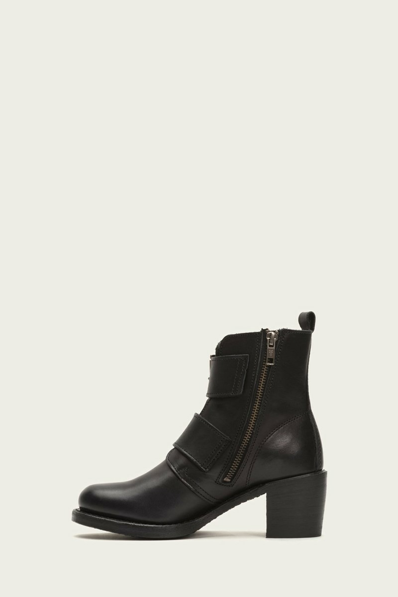 Frye Sabrina Double Buckle Women Ankle Boots Black | TXUP58473