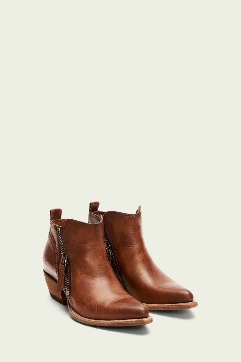 Frye Sacha Moto Short Women Ankle Boots Brown | HRGF36748