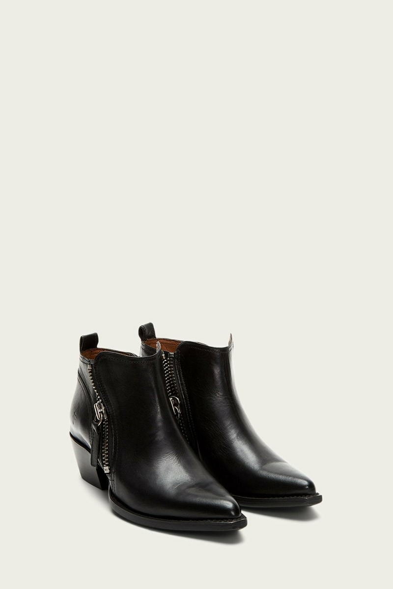 Frye Sacha Moto Short Women Ankle Boots Black | TGIS69315