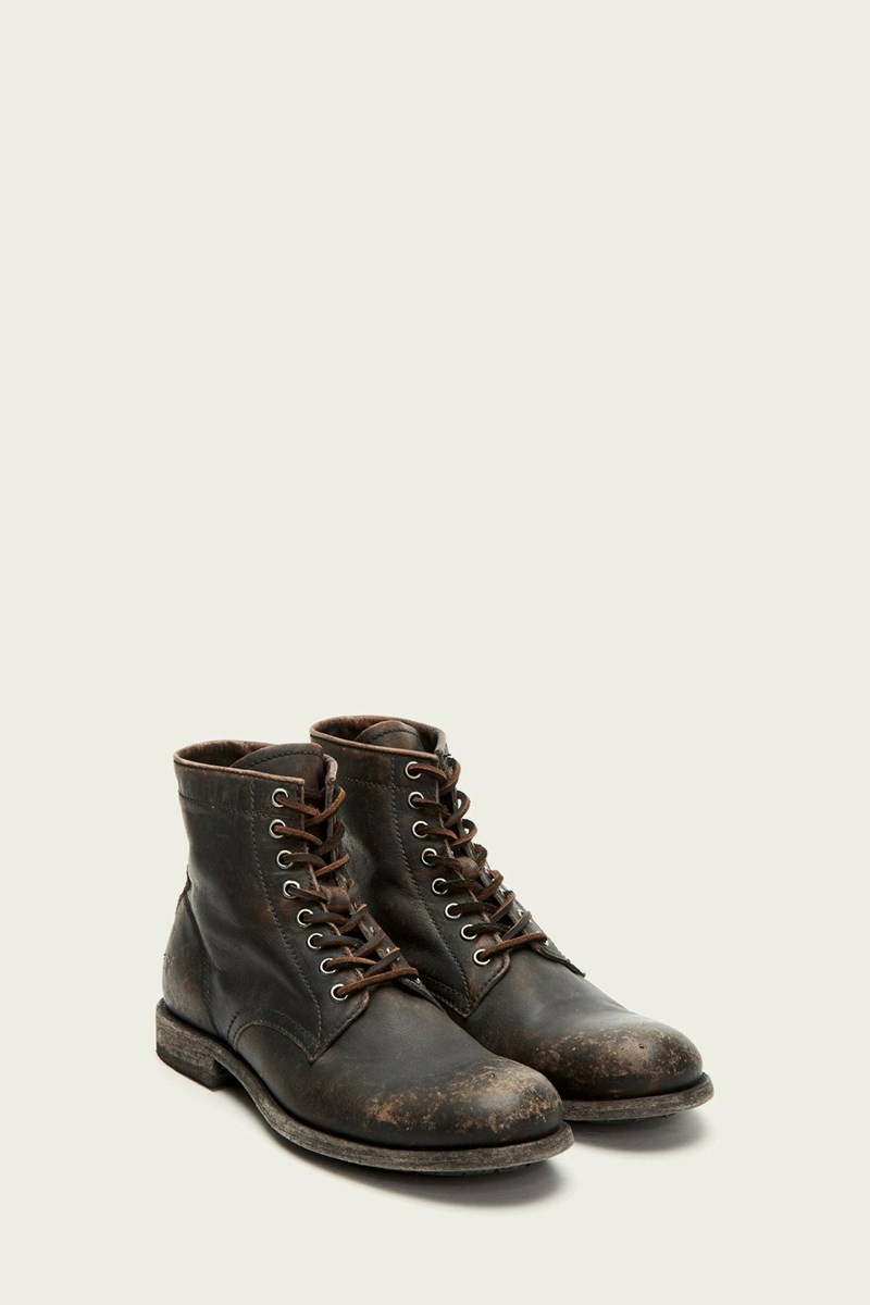 Frye Tyler Men Lace Up Boots Black | BVYE17869