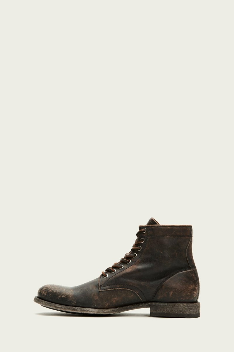 Frye Tyler Men Lace Up Boots Black | BVYE17869