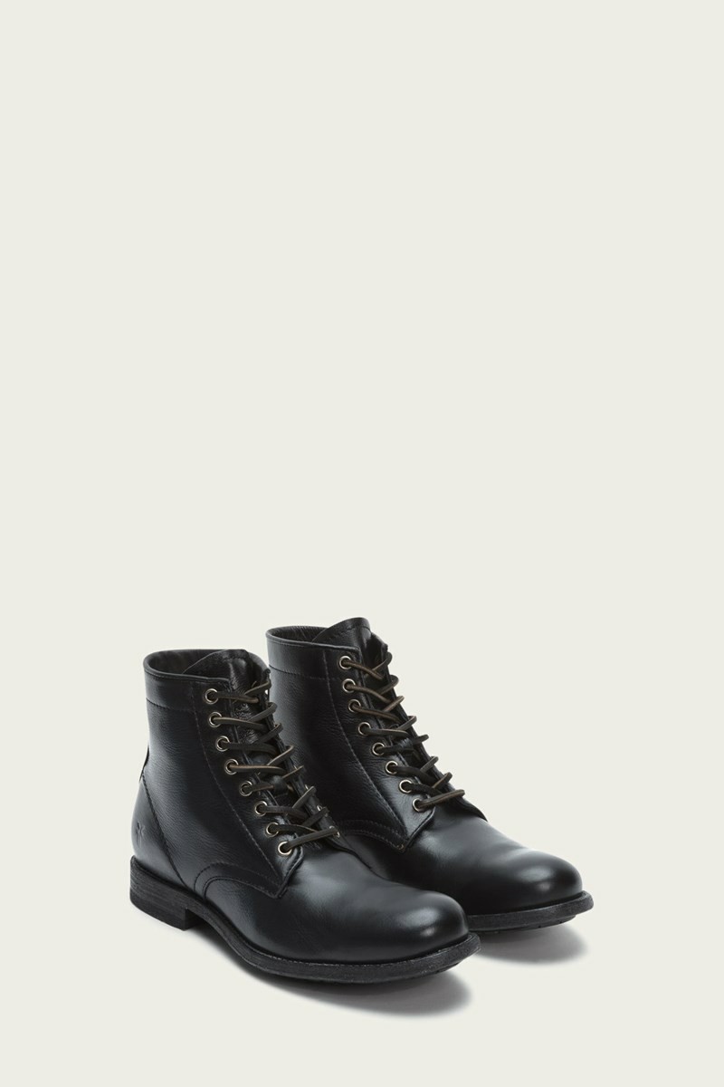 Frye Tyler Men Lace Up Boots Black | ZTOU54286