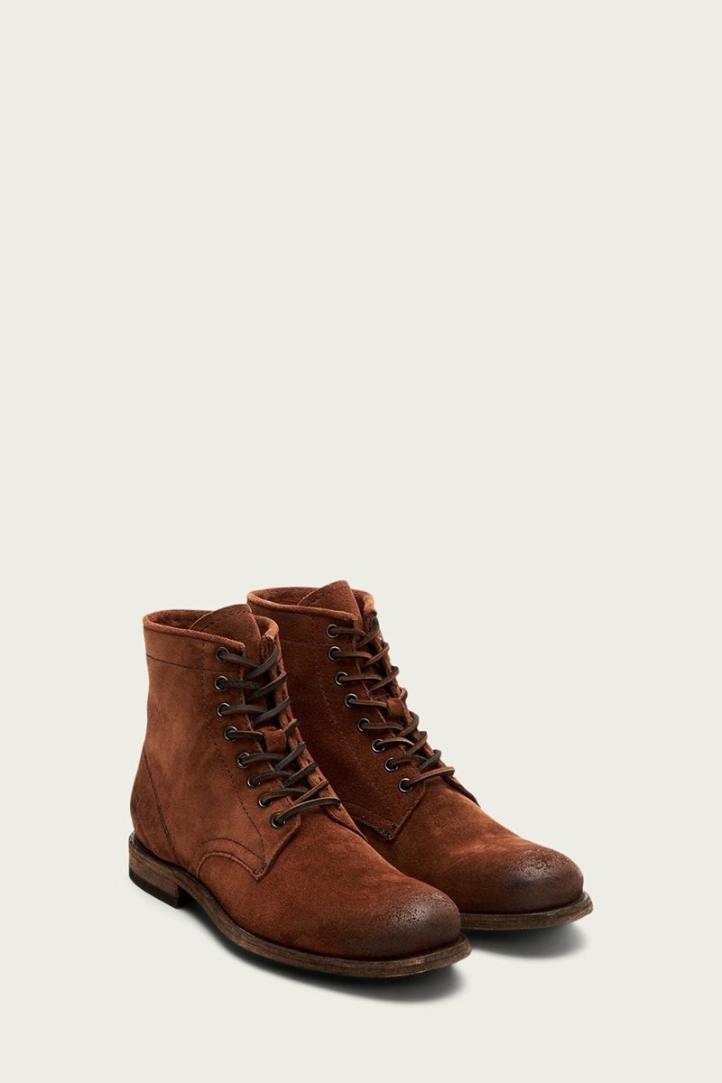 Frye Tyler Men Lace Up Boots Brown | CWMB34178