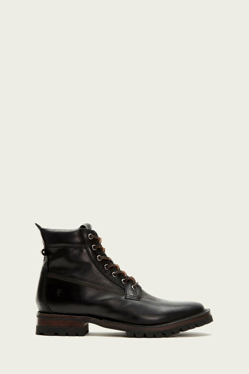 Frye Union Workboot Men Lace Up Boots Black | OHCY95813