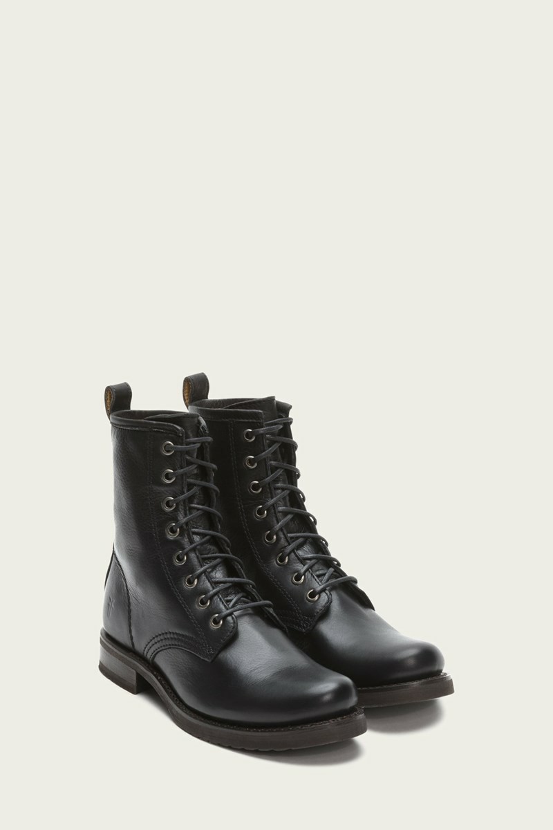 Frye Veronica Combat Women Booties Black | JCIP42739