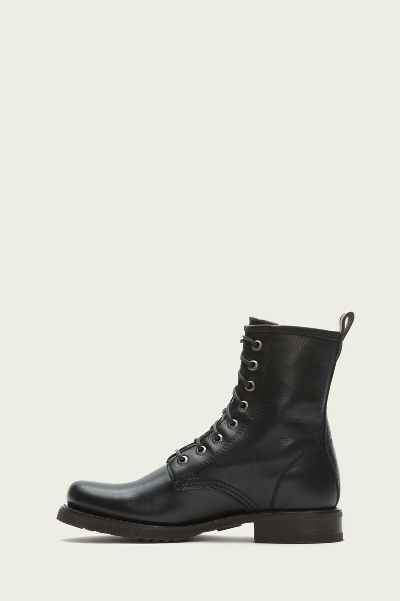 Frye Veronica Combat Women Booties Black | JCIP42739