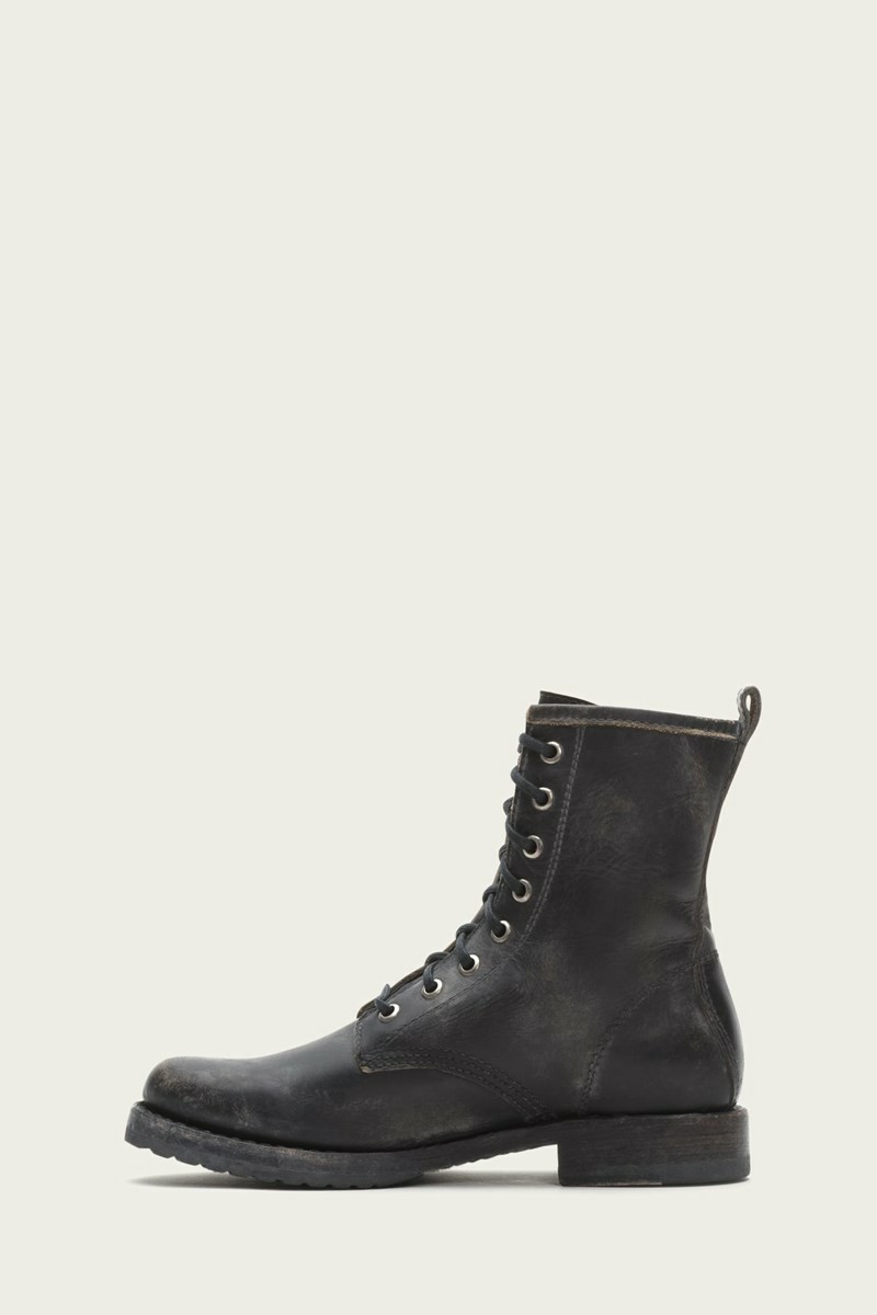 Frye Veronica Combat Women Booties Black | GYSQ10234